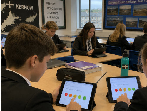 Pupils taking oral health survey